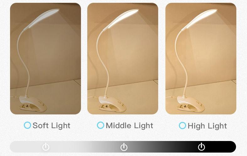 USB LED Clip-On Desk Lamp with Touch Control
