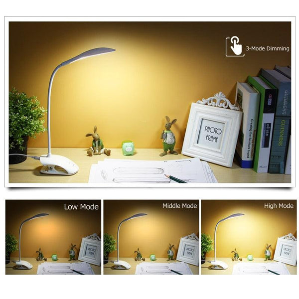 USB LED Clip-On Desk Lamp with Touch Control