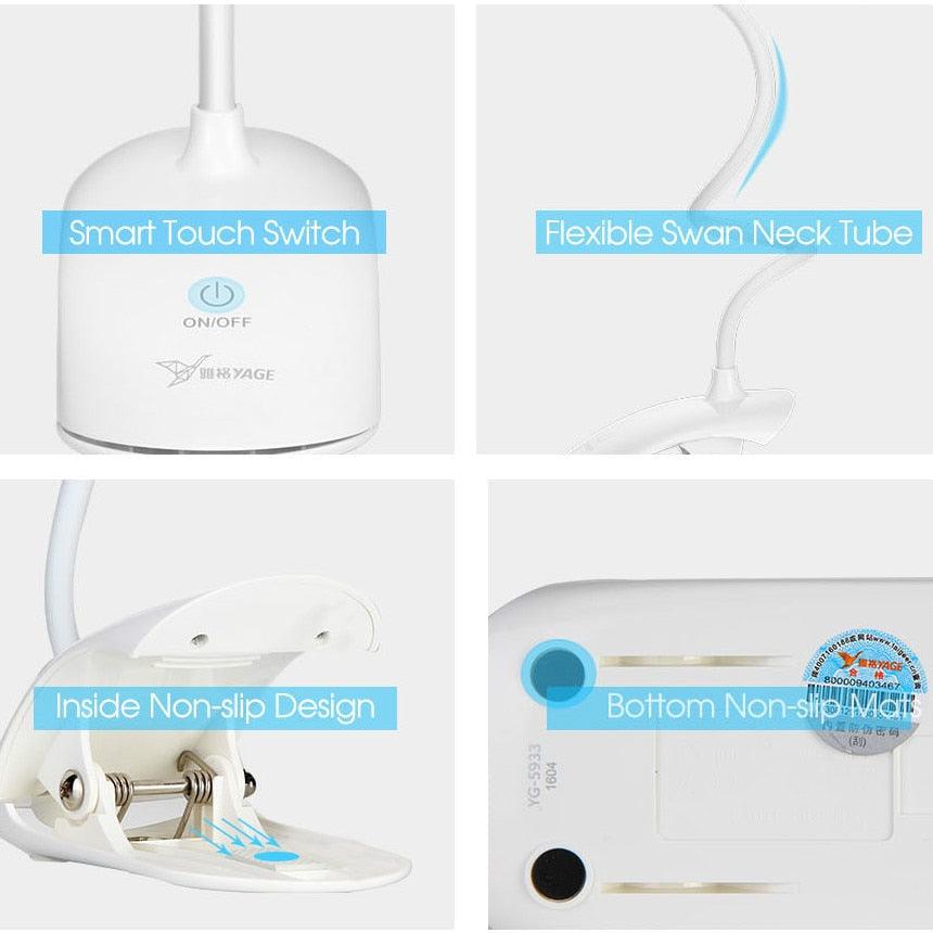 USB LED Clip-On Desk Lamp with Touch Control