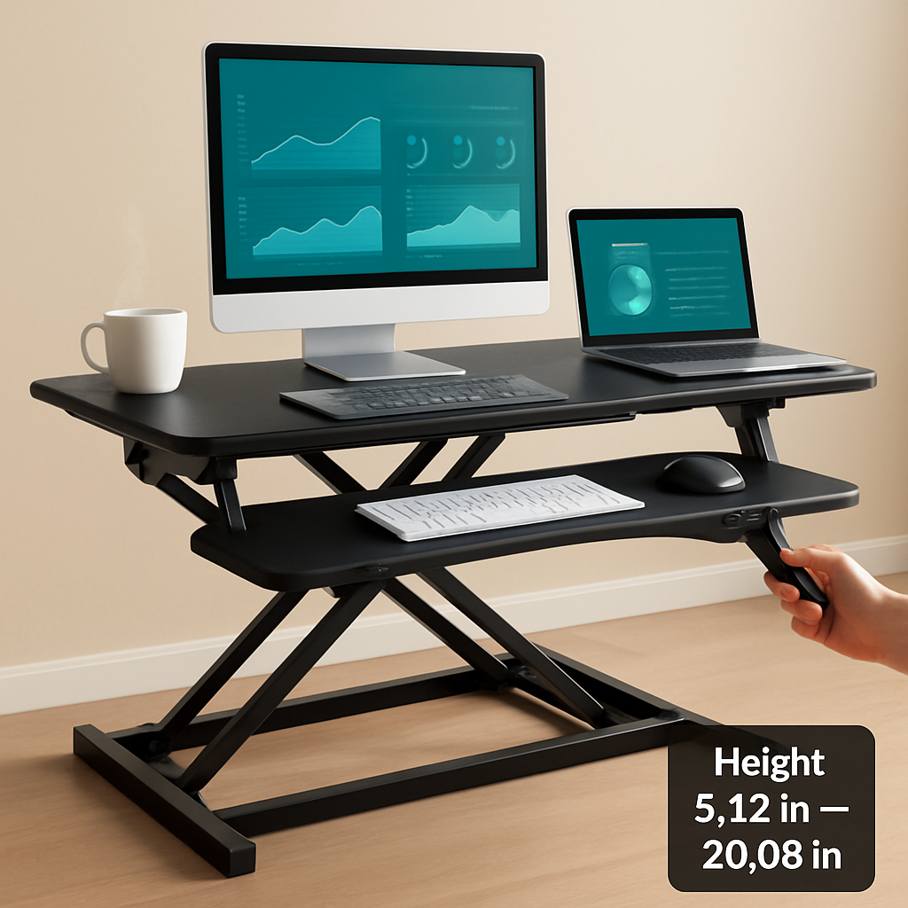 Adjustable Standing Desk Converter for Dual Monitors