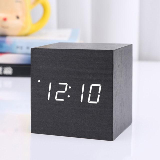Wooden LED Digital Alarm Clock with Temperature