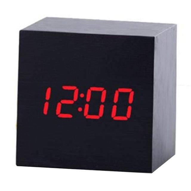 Wooden LED Digital Alarm Clock with Temperature