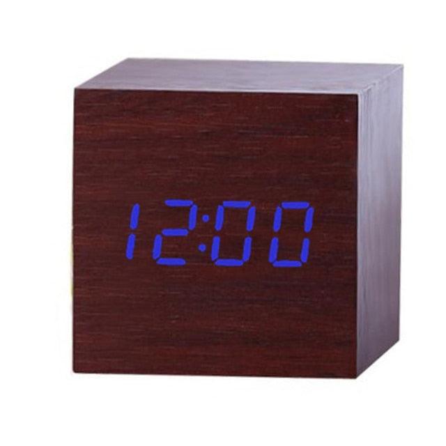 Wooden LED Digital Alarm Clock with Temperature