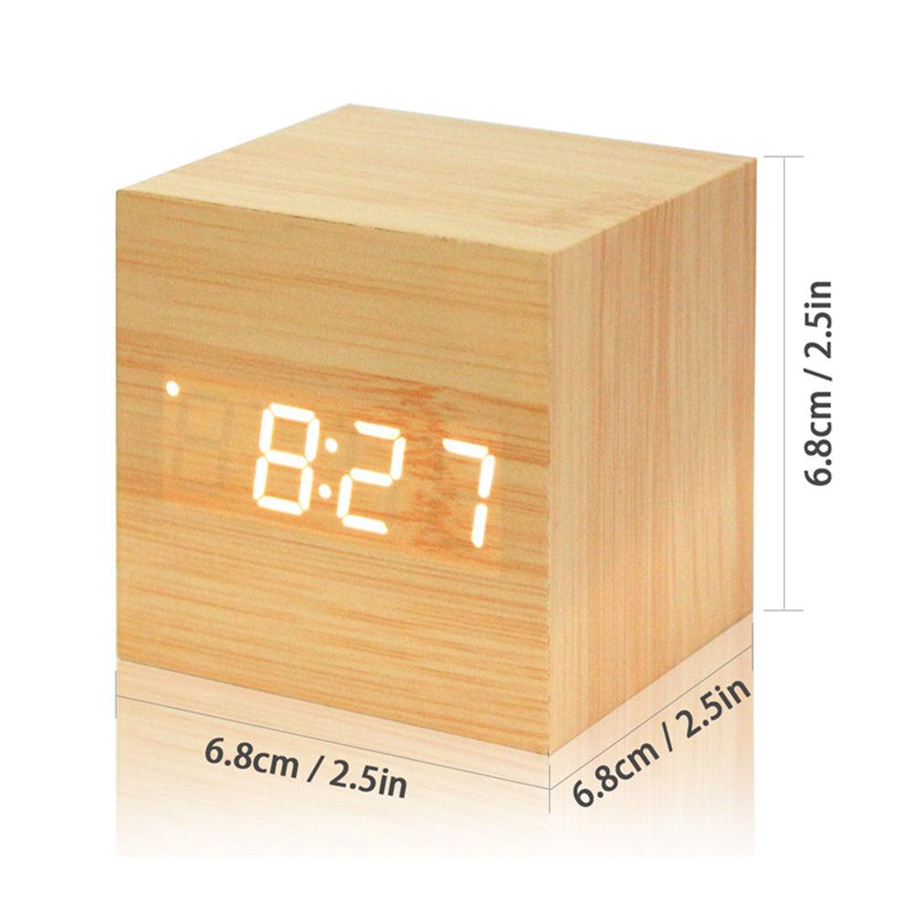 Wooden LED Digital Alarm Clock with Temperature