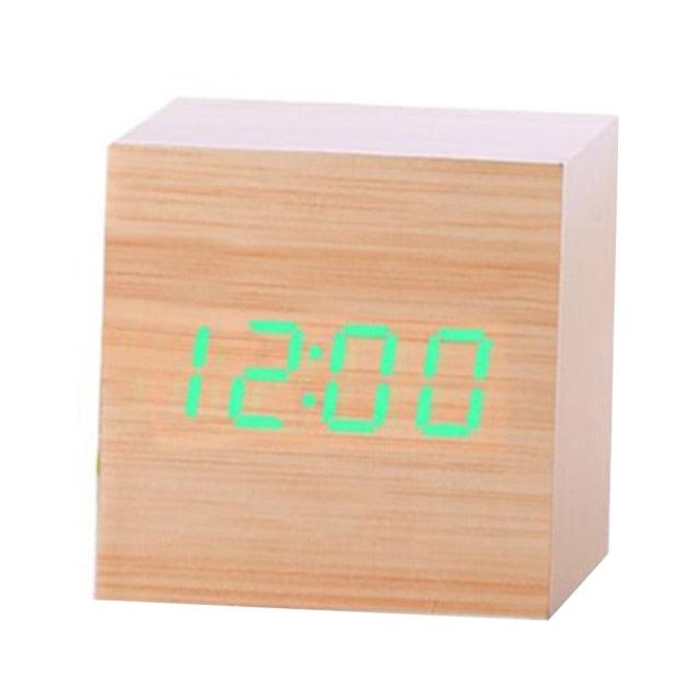 Wooden LED Digital Alarm Clock with Temperature