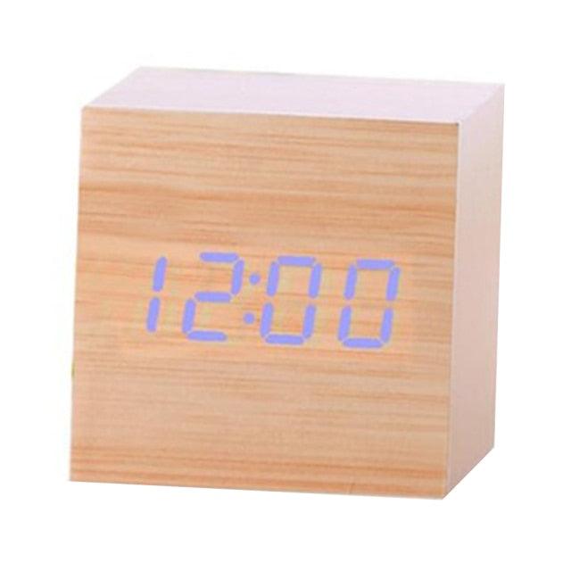 Wooden LED Digital Alarm Clock with Temperature